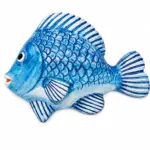 Piatto pesce ceramica blu con squame in rilievo e finitura lucida