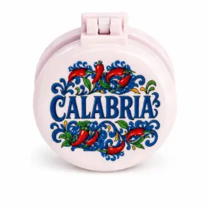 Spazzola richiudibile bianca con scritta Calabria blu e peperoncini rossi decorativi