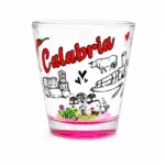 Bicchierino da shot vetro trasparente base fucsia decorazione Calabria peperoncini