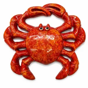 ceramica granchio rosso in resina lucida con otto zampe, chele e occhietti simpatici