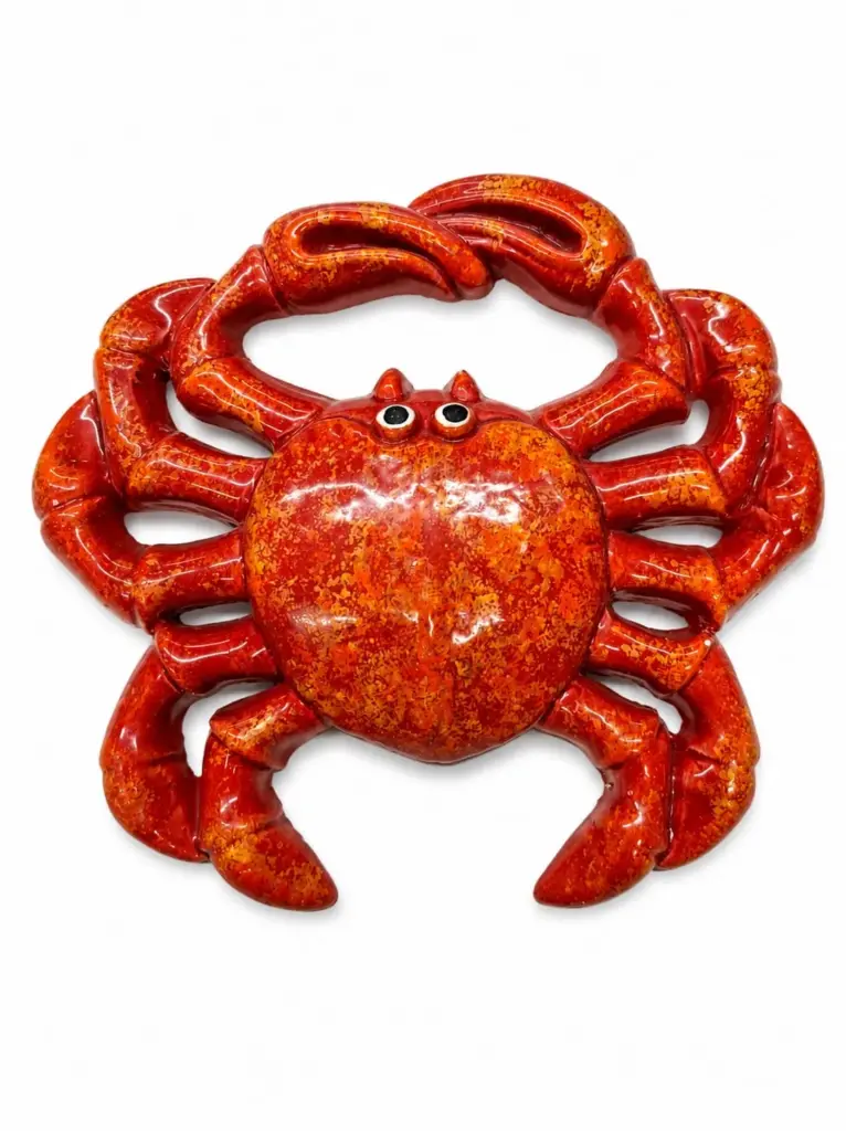 ceramica granchio rosso in resina lucida con otto zampe, chele e occhietti simpatici