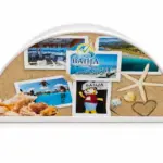 Portatovaglioli ceramica mare con conchiglie stelle marine e fotografie resort Bahja