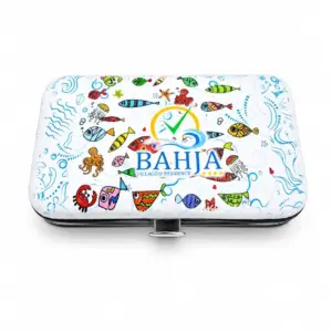 Set tagliaunghie custodia metallica decorata pesci colorati polpi meduse stelle marine