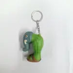 Portachiavi tartaruga resina verde azzurra con occhi grandi e bocca sorridente su sfondo bianco