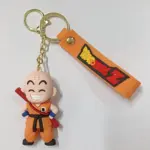 Portachiavi Dragon Ball Z con ciondolo Crilin in gomma 3D divisa arancione e targhetta logo