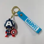 Portachiavi Marvel Capitan America figura chibi con scudo e tag azzurro logo MARVEL