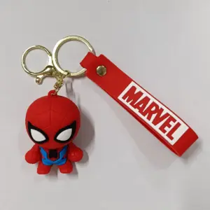 Portachiavi Marvel Spider-Man gomma rossa costume blu ciondolo logo bianco
