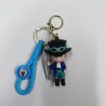 Portachiavi One Piece Sabo figura 3D con cordino azzurro e moschettone dorato
