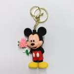 Portachiavi topolino fiori con ciondolo in gomma colorata e attacco metallo dorato