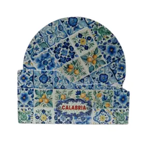 Sottobicchieri calabria ceramica decorati con maioliche blu cobalto fiori e frutti arancioni