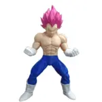 Statuetta Vegeta stampa 3D PLA capelli rosa fucsia posa combattimento