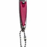 Tagliaunghie fucsia portachiavi in metallo cromato con catenella a sfere e moschettone