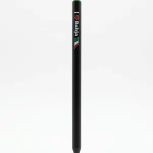 Matitone nero opaco con scritta I Love Bahja, cuore rosso, bandiera italiana tricolore e strass verde chiaro in cima