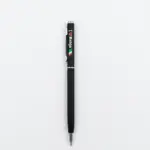 Penna a sfera nera con scritta I Love Bahja, cuore rosso e bandiera italiana tricolore, finiture cromate