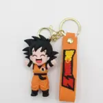 Portachiavi Son Goku chibi in PVC arancione, pendente strap Dragon Ball Z giallo rosso, anelli dorati